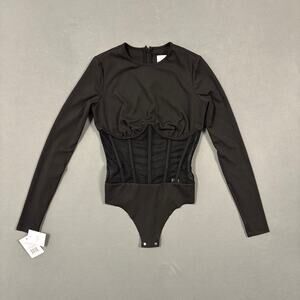 CAMI NYC Zoma Bodysuit in Black Size 00 Long Sleeve Mesh Bodysuit